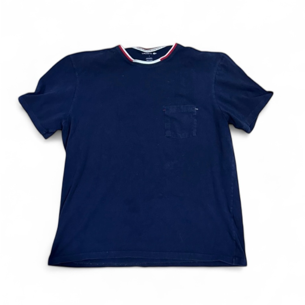 Lacoste Navy Blue Loungewear Pajama Shirt Short Sleeve Tee with Pocket